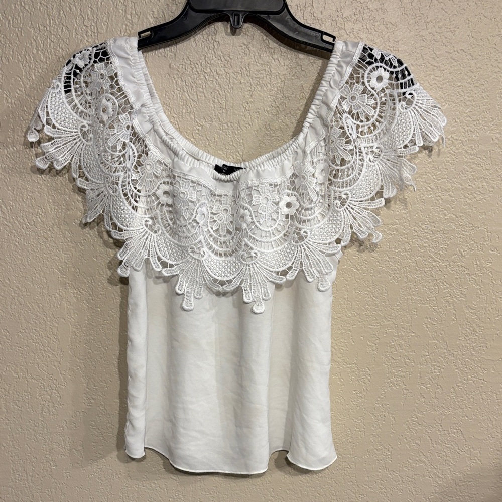 Absolute Angel White Lace Accent Blouse vintage